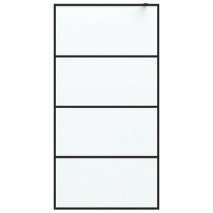 vidaXL Walk-in Shower Wall Black 100x195 cm Frosted ESG Glass