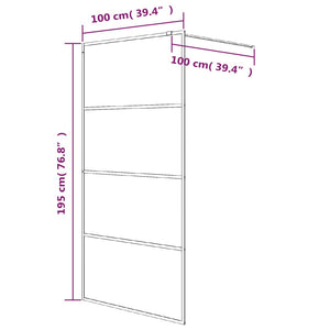 vidaXL Walk-in Shower Wall Black 100x195 cm Frosted ESG Glass