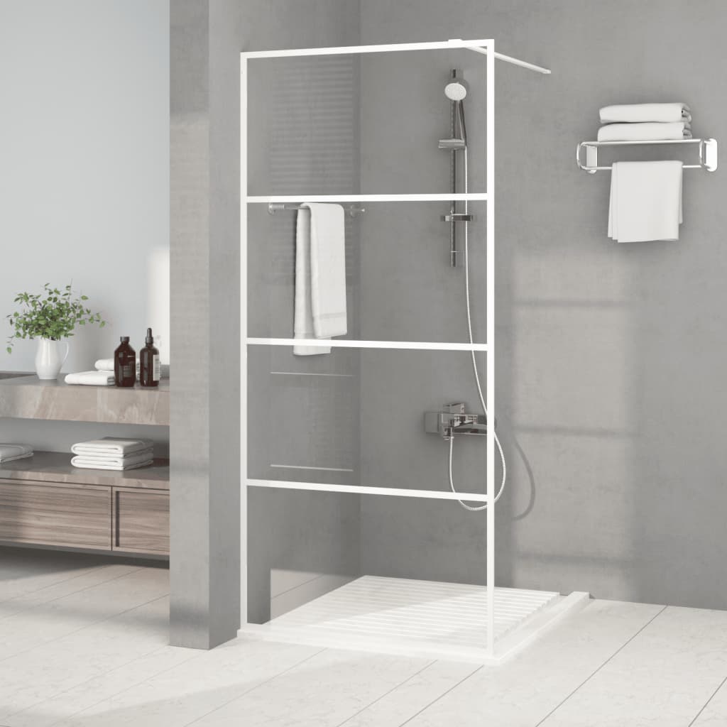 vidaXL Walk-in Shower Wall White 90x195 cm Clear ESG Glass