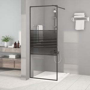 vidaXL Walk-in Shower Wall Black 80x195 cm Clear ESG Glass