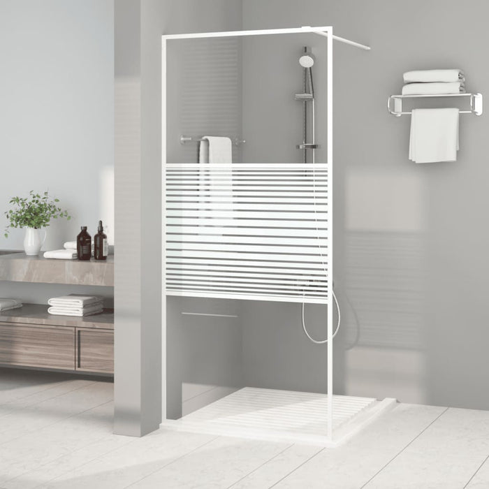 vidaXL Walk-in Shower Wall White 90x195 cm Clear ESG Glass