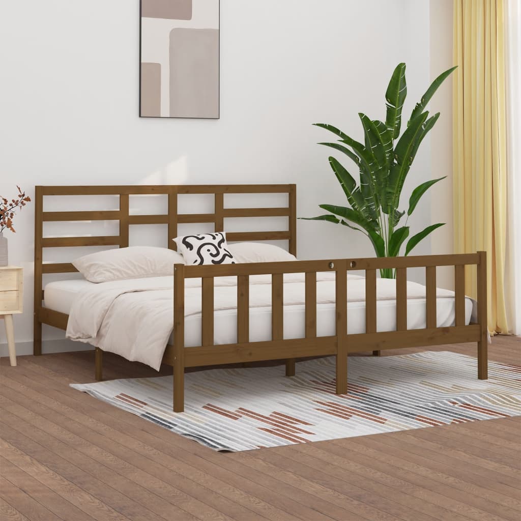 vidaXL Bed Frame without Mattress Honey Brown 200x200 cm Solid Wood Pine