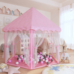 vidaXL Princess Play Tent with 250 Balls Pink 133x140 cm