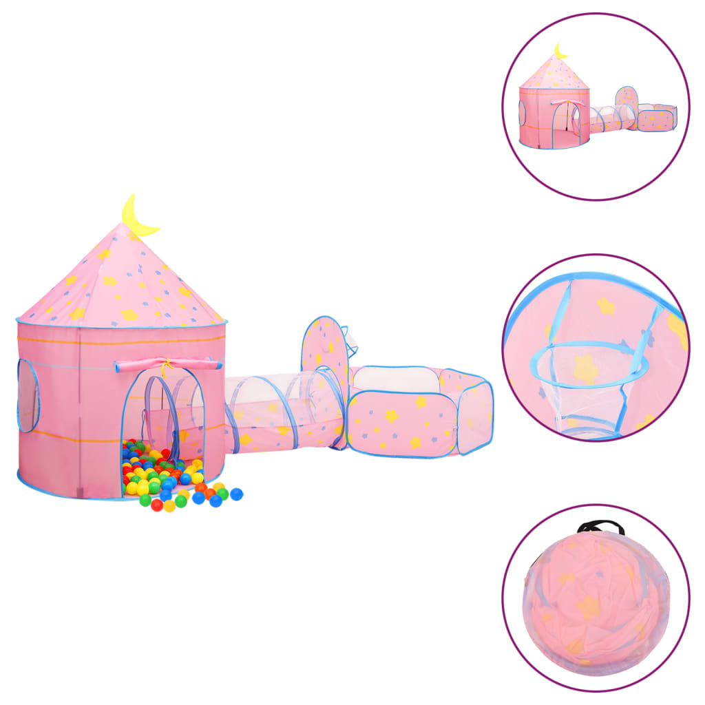 vidaXL Children Play Tent with 250 Balls Pink 301x120x128 cm