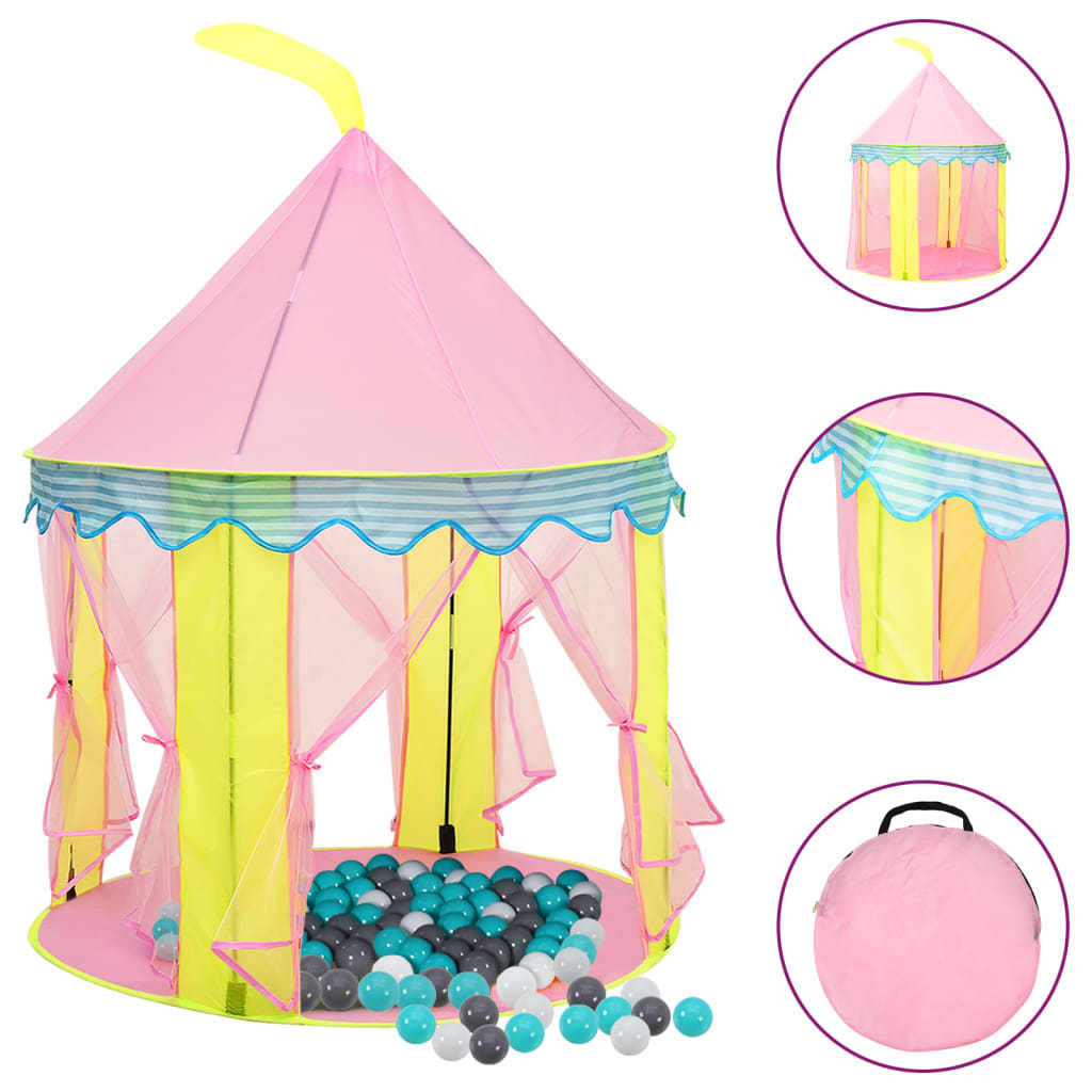 vidaXL Children Play Tent with 250 Balls Pink 100x100x127 cm