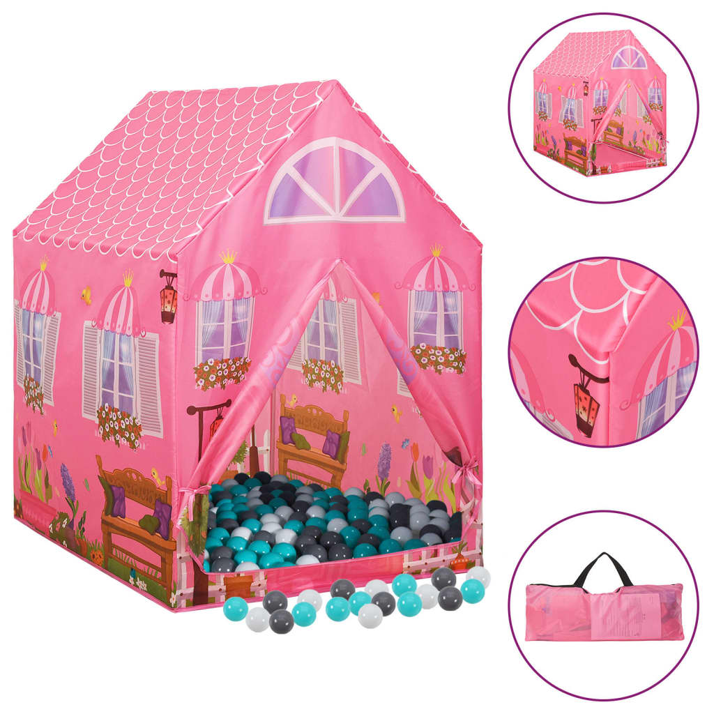 vidaXL Children Play Tent with 250 Balls Pink 69x94x104 cm