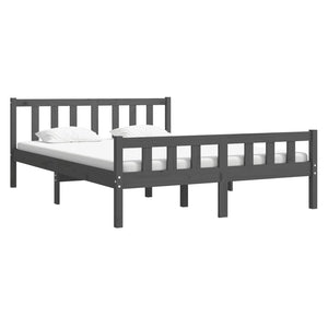 810661 vidaXL Bed Frame without Mattress Grey Solid Wood 140x190 cm