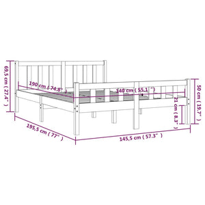 810661 vidaXL Bed Frame without Mattress Grey Solid Wood 140x190 cm