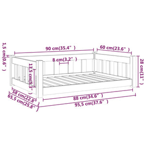 vidaXL Dog Bed White 95.5x65.5x28 cm Solid Wood Pine