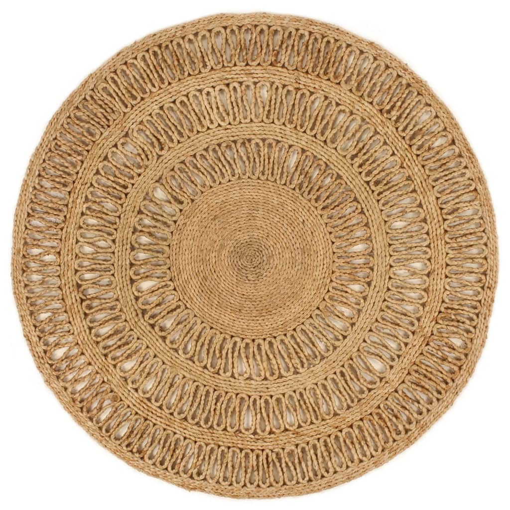 vidaXL Area Rug Hand-braided Jute 90 cm Round