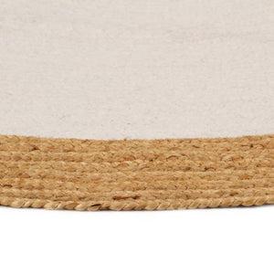 vidaXL Area Rug Braided White & Natural 150 cm Jute & Cotton Round