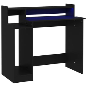 vidaXL Desk with LED Lights Black 97x45x90 cm Engineered Wood