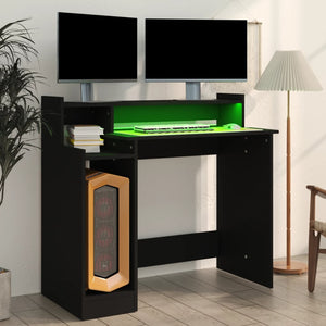 vidaXL Desk with LED Lights Black 97x45x90 cm Engineered Wood