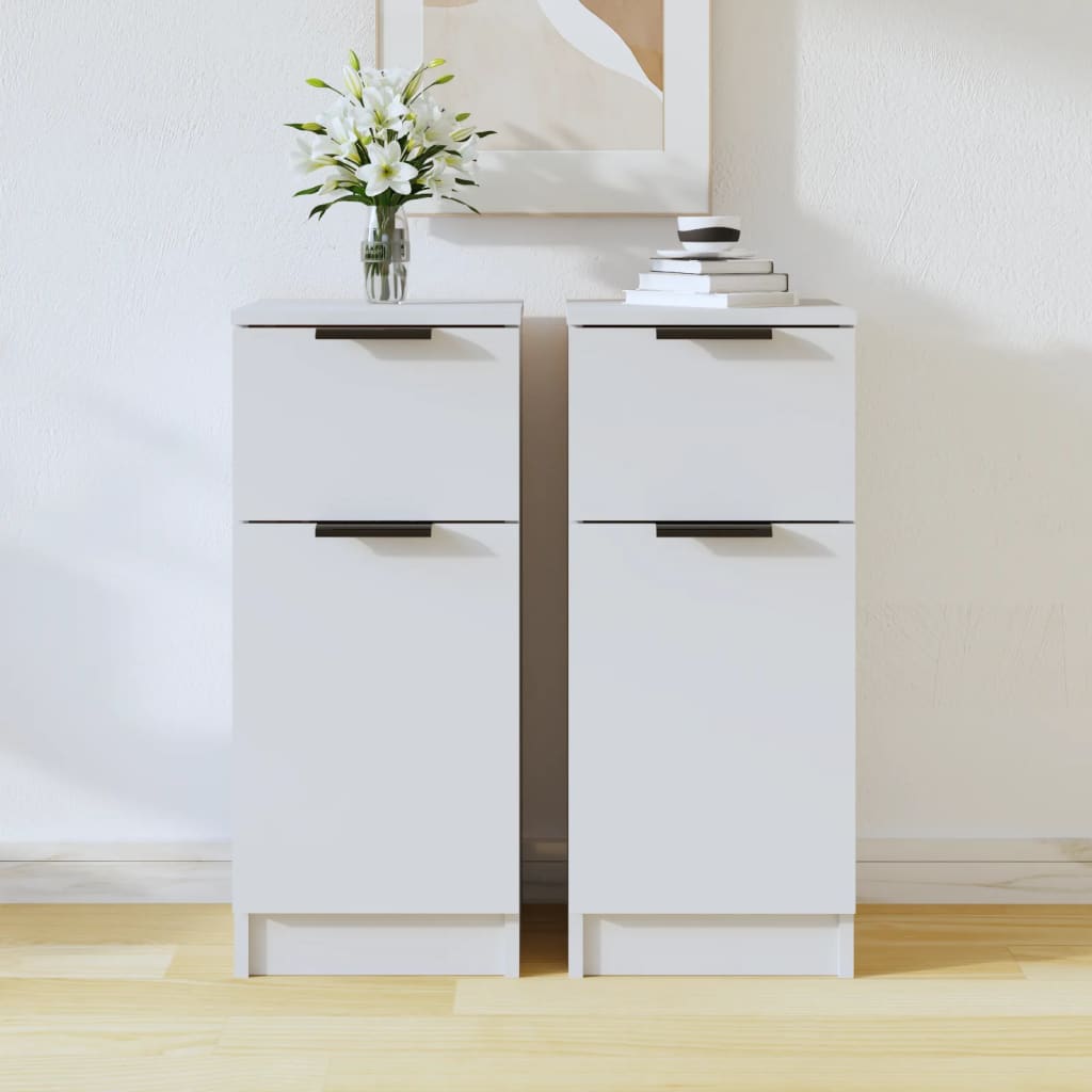 vidaXL Sideboards 2 pcs White 30x30x70 cm Engineered Wood