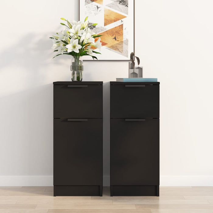 vidaXL Sideboards 2 pcs Black 30x30x70 cm Engineered Wood