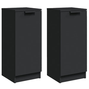 vidaXL Sideboards 2 pcs Black 30x30x70 cm Engineered Wood