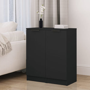 vidaXL Sideboards 2 pcs Black 30x30x70 cm Engineered Wood