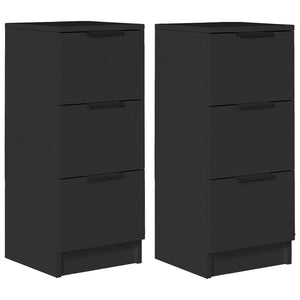 vidaXL Sideboards 2 pcs Black 30x30x70 cm Engineered Wood