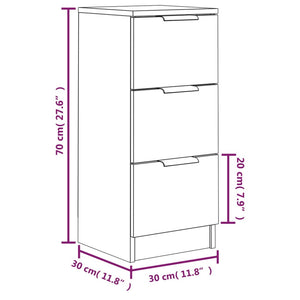 vidaXL Sideboards 2 pcs Black 30x30x70 cm Engineered Wood