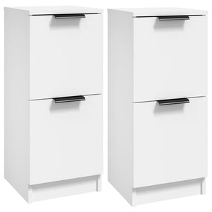 vidaXL Sideboards 2 pcs White 30x30x70 cm Engineered Wood