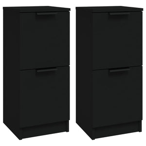 vidaXL Sideboards 2 pcs Black 30x30x70 cm Engineered Wood