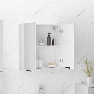 vidaXL Bathroom Mirror Cabinet High Gloss White 64x20x67 cm