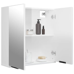 vidaXL Bathroom Mirror Cabinet High Gloss White 64x20x67 cm