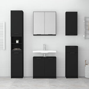 vidaXL Bathroom Cabinet Black 32x34x188.5 cm Engineered Wood