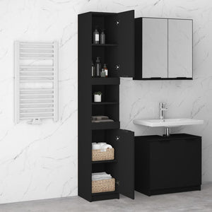 vidaXL Bathroom Cabinet Black 32x34x188.5 cm Engineered Wood