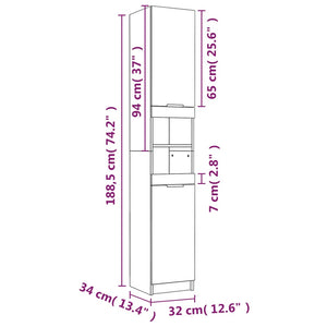 vidaXL Bathroom Cabinet Black 32x34x188.5 cm Engineered Wood