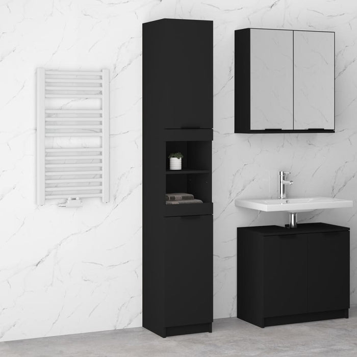 vidaXL Bathroom Cabinet Black 32x34x188.5 cm Engineered Wood