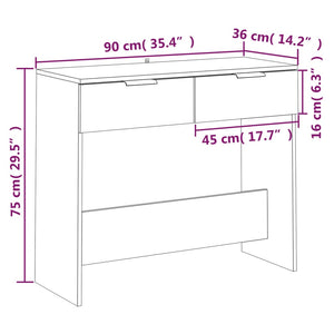 vidaXL Console Table Black 90x36x75 cm Engineered Wood