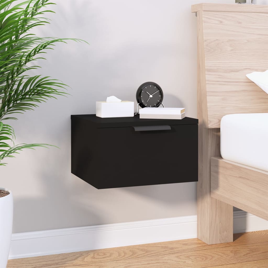 vidaXL Wall-mounted Bedside Cabinet Black 34x30x20 cm