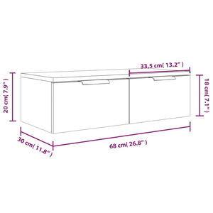 vidaXL Wall Cabinet Black 68x30x20 cm Engineered Wood