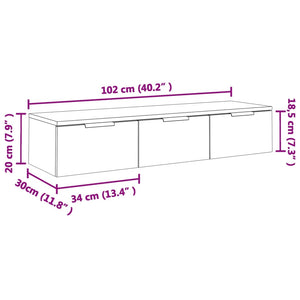 vidaXL Wall Cabinet White 102x30x20 cm Engineered Wood