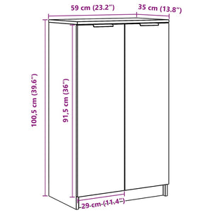 vidaXL Shoe Cabinet White 59x35x100 cm Engineered Wood