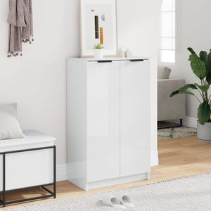 vidaXL Shoe Cabinet High Gloss White 59x35x100 cm Engineered Wood