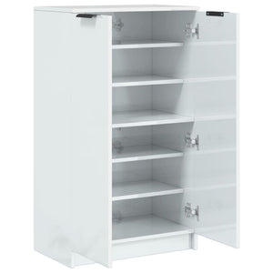 vidaXL Shoe Cabinet High Gloss White 59x35x100 cm Engineered Wood