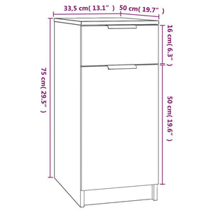 vidaXL Desk Cabinet White 33.5x50x75 cm Engineered Wood