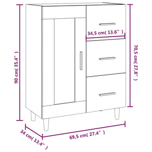 vidaXL Sideboard High Gloss White 69,5x34x90 cm Engineered Wood