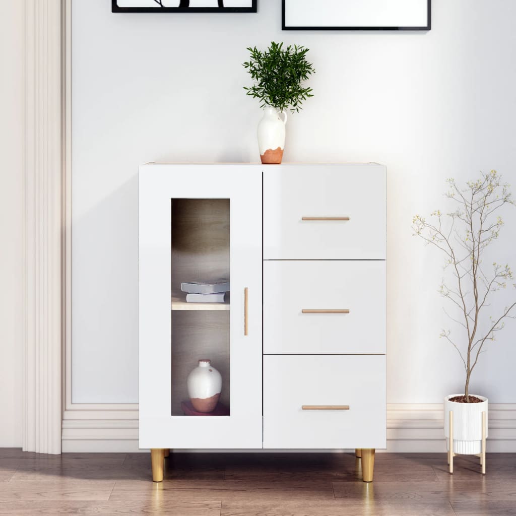 vidaXL Sideboard High Gloss White 69,5x34x90 cm Engineered Wood