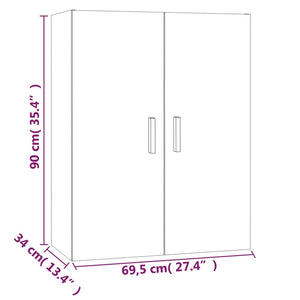 vidaXL Hanging Wall Cabinet White 69.5x34x90 cm