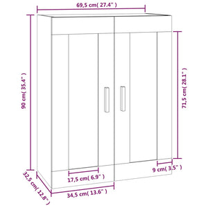 vidaXL Wall Cabinet Black 69.5x32.5x90 cm Engineered Wood