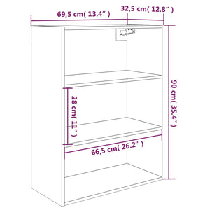 vidaXL Hanging Wall Cabinet Black 69.5x32.5x90 cm