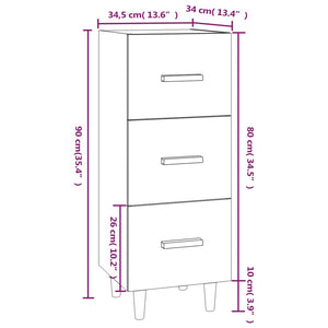 vidaXL Sideboard Concrete Grey 34.5x34x90 cm Engineered Wood