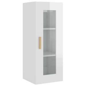 vidaXL Hanging Wall Cabinet High Gloss White 34.5x34x90 cm