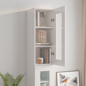 vidaXL Hanging Wall Cabinet High Gloss White 34.5x34x90 cm