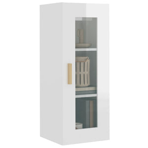 vidaXL Hanging Wall Cabinet High Gloss White 34.5x34x90 cm