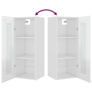 vidaXL Hanging Wall Cabinet High Gloss White 34.5x34x90 cm