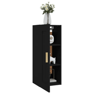 vidaXL Wall Cabinet Black 35x34x90 cm Engineered Wood